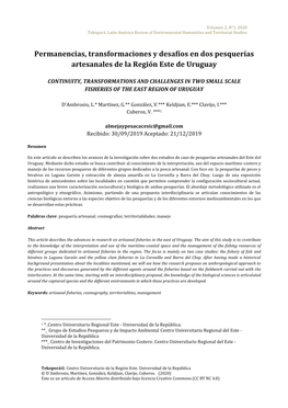 Permanencias, Transformaciones Y Desafíos En Dos Pesquerías Artesanales De La Región Este De Uruguay