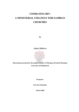 Combating Hiv: a Ministerial Strategy for Zambian Churches