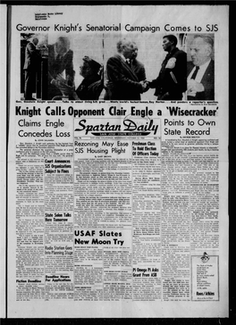 Knight Calls Opponent Clair Engle a 'Wisecracker Claims Engle Points to Own Si2attan State Record Concedes Loss by GEORGE SKELTON VOL