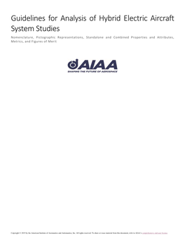 Guidelines for Analysis of Hybrid Electric Aircraft System Studies