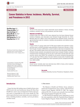 Incidence, Mortality, Survival, and Prevalence in 2012