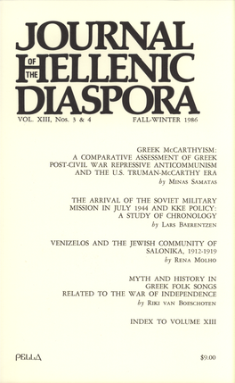 Greek Mccarthyism: a Comparative Assessment of Greek Post-Civil War Repressive Anticommunism and the U.S