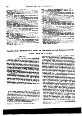 Tiron Dissolution Method Used to Remove and Characterize Inorganic Components in Solls Hideomi Kodama* and G