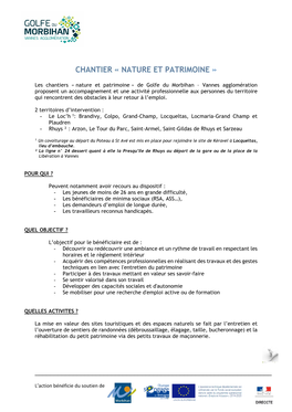 L'action Bénéficie Du Soutien De Les Chantiers « Nature Et Patrimoine » De Golfe Du Morbihan – Vannes Aggloméra