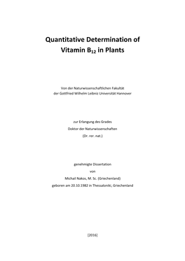 Quantitative Determination of Vitamin B12 in Plants