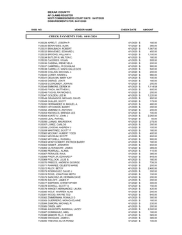 Bexar County Check Payments For: 04/01/2020