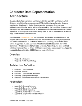 Character Data Representation Architecture (CDRA)