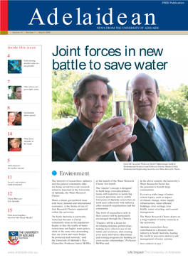 Joint Forces in New Battle to Save Water Changed in Many Ways – I Continued from Page 1 on Our Lives and Our Environment, Would Like to Think for the Better