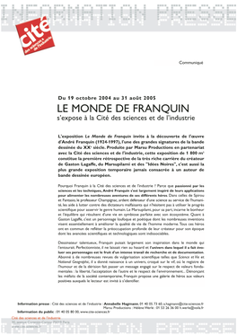 Dossier Presse Le Monde De Franquin