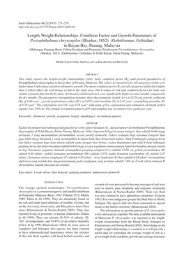 Length-Weight Relationships, Condition Factor and Growth