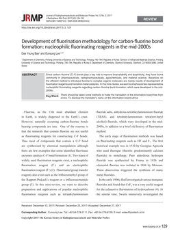 Nucleophilic Fluorinating Reagents in the Mid-2000S Dae Young Bae1 and Eunsung Lee1,2,3*