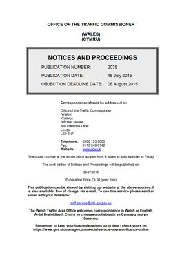 NOTICES and PROCEEDINGS 16 July 2015