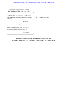 Case 1:19-Cv-01091-LAK Document 38 Filed 05/03/19 Page 1 of 30