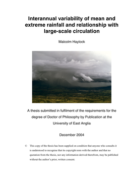 Interannual Variability of Mean and Extreme Rainfall and Relationship with Large-Scale Circulation