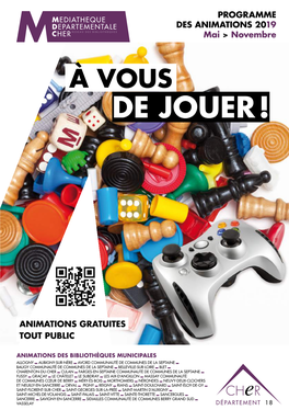 Programme D'animations «À Vous De Jouer