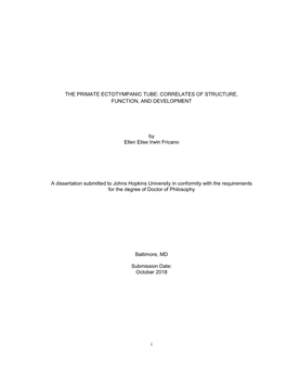 The Primate Ectotympanic Tube: Correlates of Structure, Function, and Development