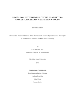 Dimension of Virtually Cyclic Classifying Spaces for Certain Geometric Groups