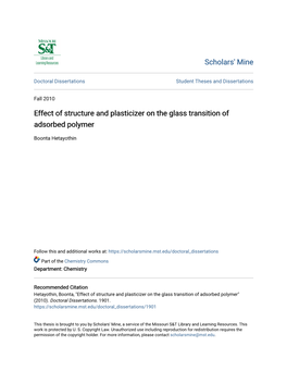 Effect of Structure and Plasticizer on the Glass Transition of Adsorbed Polymer