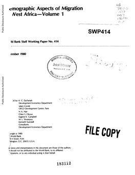 Emographic Aspects of Migration Nest Africa-Volume 1