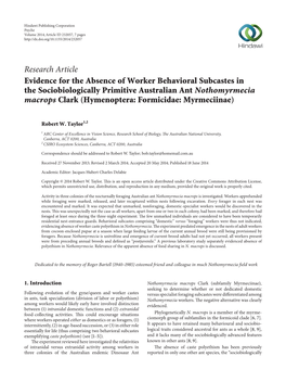 Evidence for the Absence of Worker Behavioral Subcastes in The