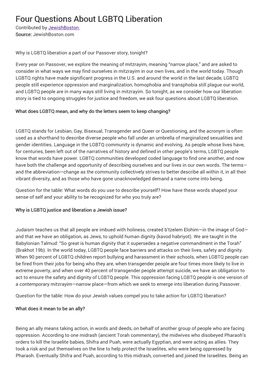 Four Questions About LGBTQ Liberation Contributed by Jewishboston Source: Jewishboston.Com