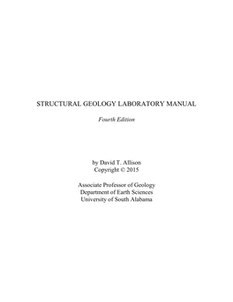 Structural Geology Laboratory Manual