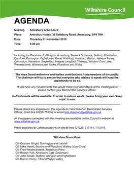 (Public Pack)Agenda Document for Amesbury Area Board, 21/11/2019 18:30