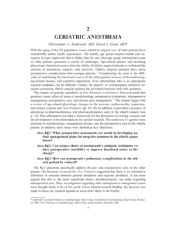 2 GERIATRIC ANESTHESIA Christopher J