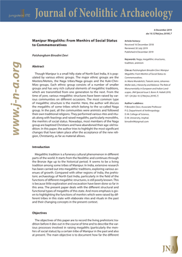 Journal of Neolithic Archaeology ------Binodini96@Gmail.Com Imphal