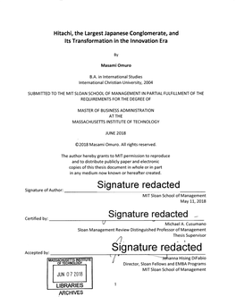 Signature Redacted MIT Sloan School of Management May 11, 2018