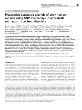 Prospective Diagnostic Analysis of Copy Number Variants Using SNP Microarrays in Individuals with Autism Spectrum Disorders