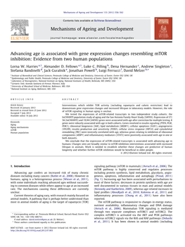 Advancing Age Is Associated with Gene Expression Changes Resembling Mtor