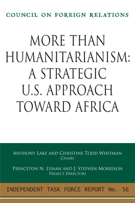 Than Humanitarianism: a Strategic US Approach Toward Africa