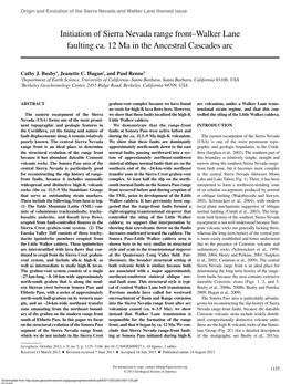 Initiation of Sierra Nevada Range Front–Walker Lane Faulting Ca. 12 Ma in the Ancestral Cascades Arc