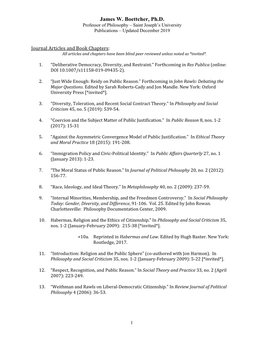 James W. Boettcher, Ph.D. Professor of Philosophy – Saint Joseph’S University Publications – Updated December 2019