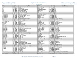 Alphabetical Order by Artist Big Hammer Music Entertainment 701