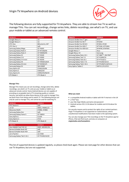 Virgin TV Anywhere on Android Devices