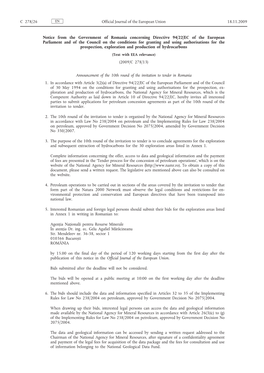 Notice from the Government of Romania Concerning Directive 94