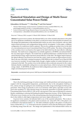 Numerical Simulation and Design of Multi-Tower Concentrated Solar Power Fields