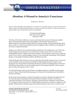 Abortion: a Wound in America’S Conscience