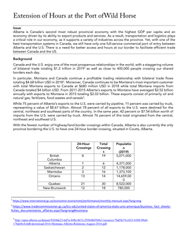 Extension of Hours at the Port of Wild Horse