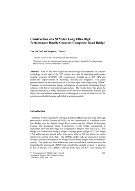 Construction of a 50 Metre Long Ultra High Performance Ductile Concrete Composite Road Bridge