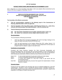 Maple Go Station Secondary Plan - File 26.8 Official Plan Amendment Application - File Op.12.018 York Major Holdings Inc