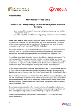 MAF Press Release