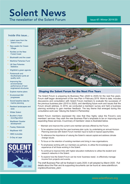 Solent News the Newsletter of the Solent Forum Issue 47: Winter 2019/20