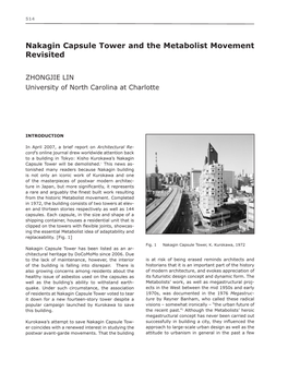 Nakagin Capsule Tower and the Metabolist Movement Revisited