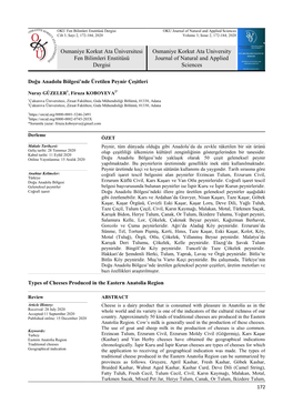 Osmaniye Korkut Ata Üniversitesi Fen Bilimleri Enstitüsü Dergisi Osmaniye Korkut Ata University Journal of Natural and Applie