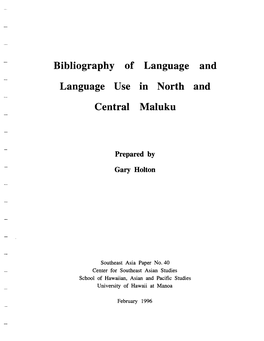 Bibliography of Language and Language Use in North and Central