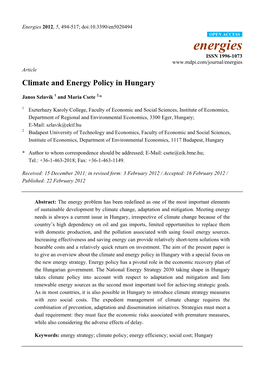 Climate and Energy Policy in Hungary