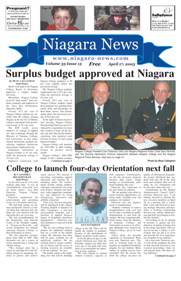 Surplus Budget Approved at Niagara